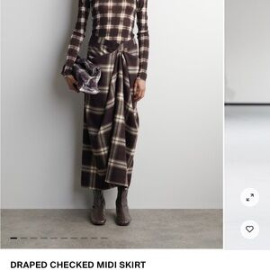 COS Plaid/Checked Draped Midi Skirt